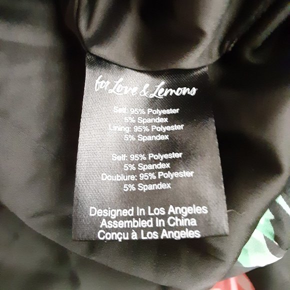 NWT FOR LOVE & LEMONS JOLIE RUCHED FLORAL PRINT MINI DRESS IN BLACK - Picture 5 of 5